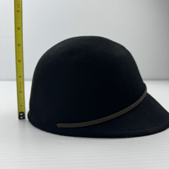 Black 100% Wool Cloche Hat Women’s Vintage Style Bucket Cap Metallic Braid Trim - Picture 13 of 13
